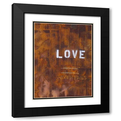 Love Never Fails I Black Modern Wood Framed Art Print with Double Matting by Youngstrom, Kent