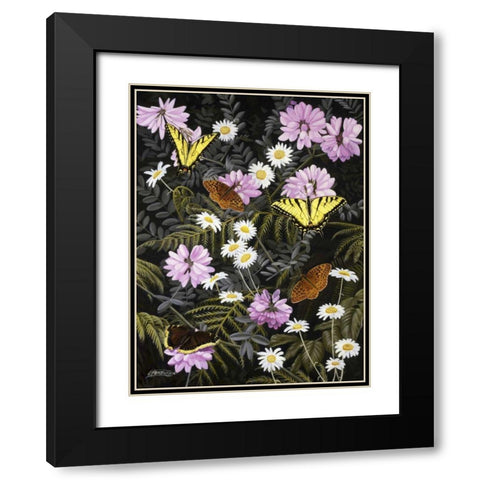 Tapestry of Butterflies Black Modern Wood Framed Art Print with Double Matting by Szatkowski, Fred