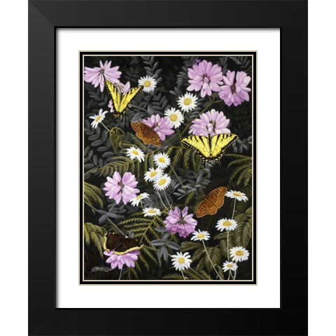 Tapestry of Butterflies Black Modern Wood Framed Art Print with Double Matting by Szatkowski, Fred