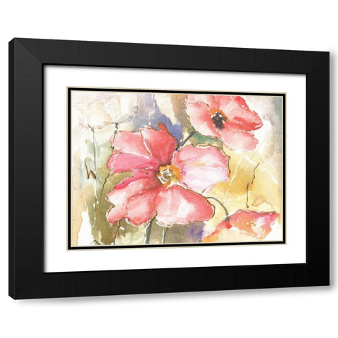 Soft Poppies I Black Modern Wood Framed Art Print with Double Matting by Herrera, Leticia