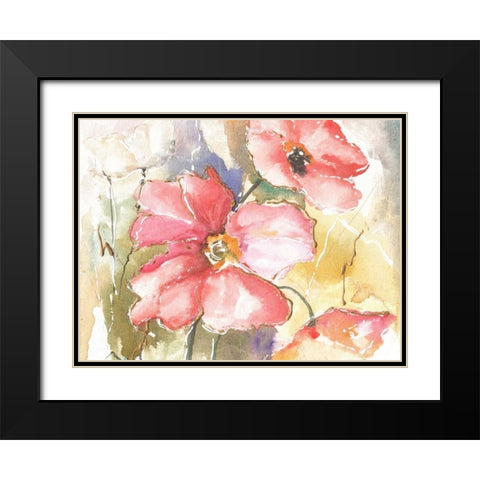 Soft Poppies I Black Modern Wood Framed Art Print with Double Matting by Herrera, Leticia
