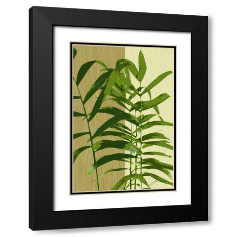 Painted Contrast Leaves II Black Modern Wood Framed Art Print with Double Matting by Burghardt, James