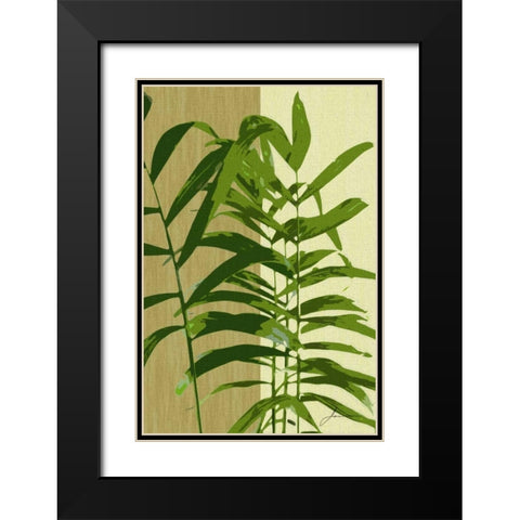Painted Contrast Leaves II Black Modern Wood Framed Art Print with Double Matting by Burghardt, James