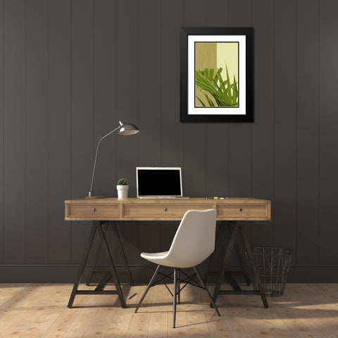 Painted Contrast Leaves IV Black Modern Wood Framed Art Print with Double Matting by Burghardt, James