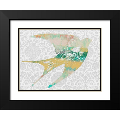 Patterned Bird II Black Modern Wood Framed Art Print with Double Matting by Goldberger, Jennifer