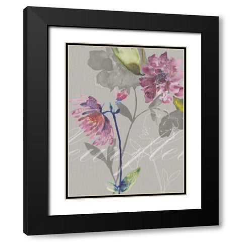 Violette Fleur II Black Modern Wood Framed Art Print with Double Matting by Mosley, Kiana