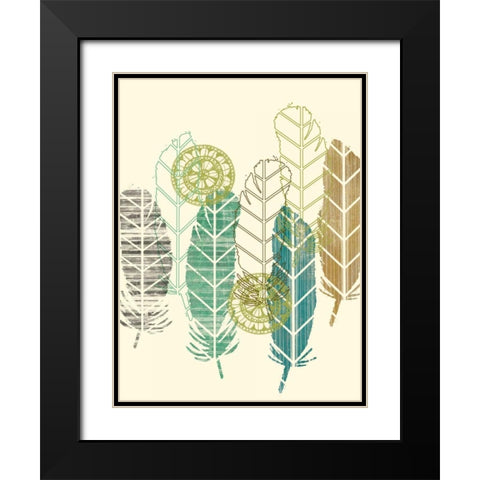 Feathers in a Row I Black Modern Wood Framed Art Print with Double Matting by Goldberger, Jennifer