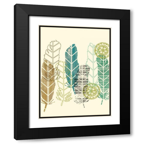 Feathers in a Row II Black Modern Wood Framed Art Print with Double Matting by Goldberger, Jennifer