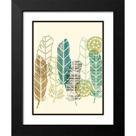 Feathers in a Row II Black Modern Wood Framed Art Print with Double Matting by Goldberger, Jennifer