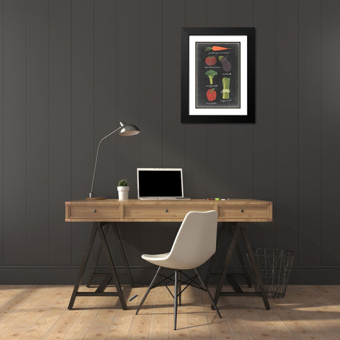 Blackboard Veggies I Black Modern Wood Framed Art Print with Double Matting by Vision Studio