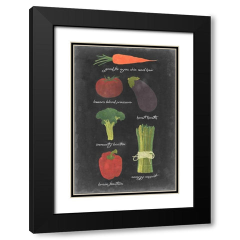 Blackboard Veggies I Black Modern Wood Framed Art Print with Double Matting by Vision Studio