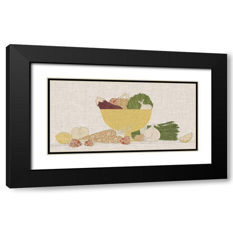 Contour Fruits and Veggies III Black Modern Wood Framed Art Print with Double Matting by Vision Studio