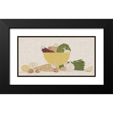 Contour Fruits and Veggies III Black Modern Wood Framed Art Print with Double Matting by Vision Studio