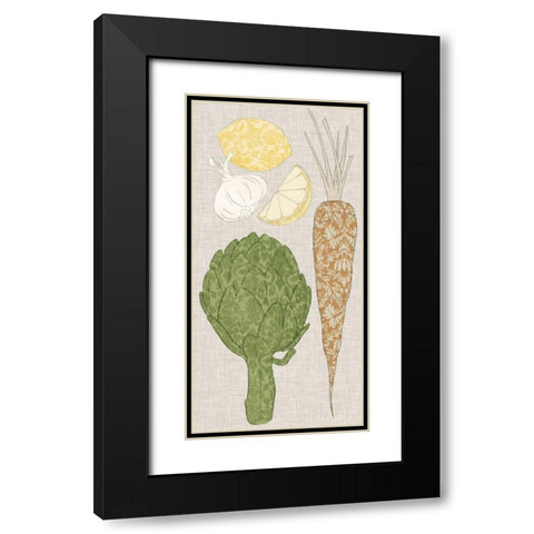 Contour Fruits and Veggies VI Black Modern Wood Framed Art Print with Double Matting by Vision Studio