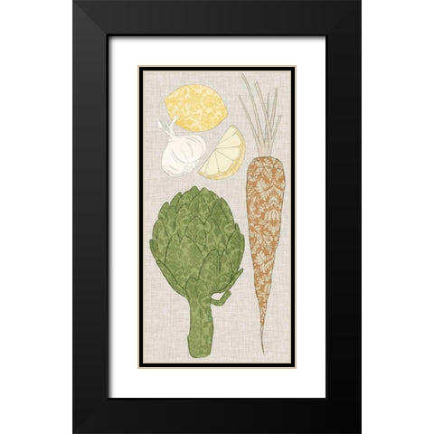 Contour Fruits and Veggies VI Black Modern Wood Framed Art Print with Double Matting by Vision Studio