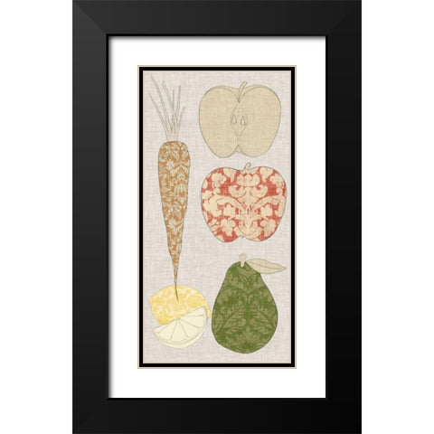 Contour Fruits and Veggies VII Black Modern Wood Framed Art Print with Double Matting by Vision Studio