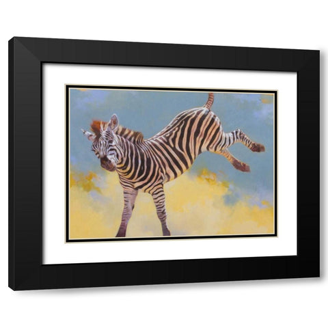 Bucking Zebra Black Modern Wood Framed Art Print with Double Matting by Chapman, Julie