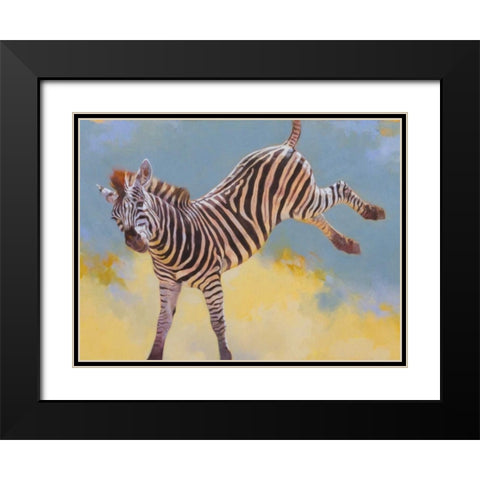 Bucking Zebra Black Modern Wood Framed Art Print with Double Matting by Chapman, Julie
