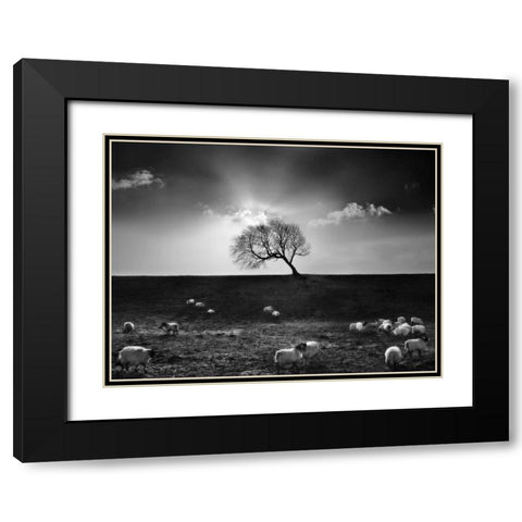 The Gathering Black Modern Wood Framed Art Print with Double Matting by Henson, Martin