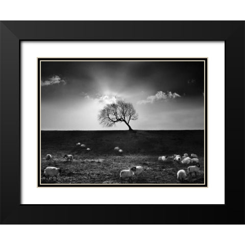 The Gathering Black Modern Wood Framed Art Print with Double Matting by Henson, Martin