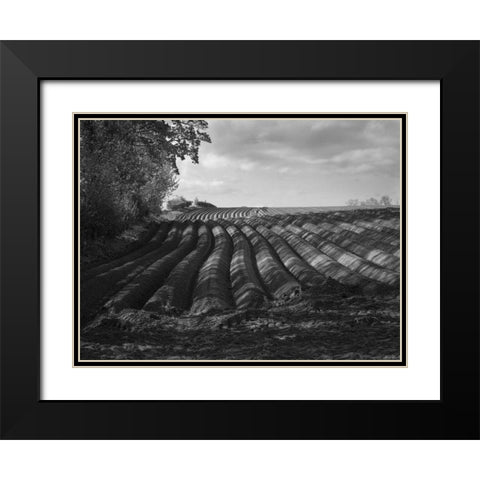 Furrows Black Modern Wood Framed Art Print with Double Matting by Henson, Martin
