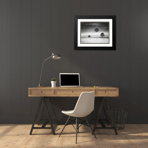 Winter Triangle Black Modern Wood Framed Art Print with Double Matting by Henson, Martin