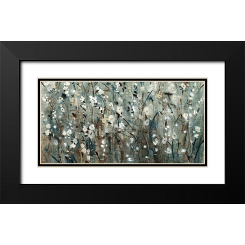 White Blooms with Navy II Black Modern Wood Framed Art Print with Double Matting by OToole, Tim