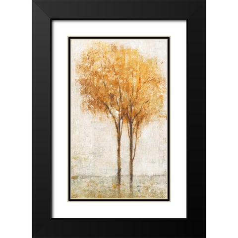 Falling Leaves II Black Modern Wood Framed Art Print with Double Matting by OToole, Tim