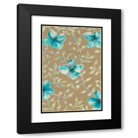Gilded Blue Flowers II Black Modern Wood Framed Art Print with Double Matting by Popp, Grace