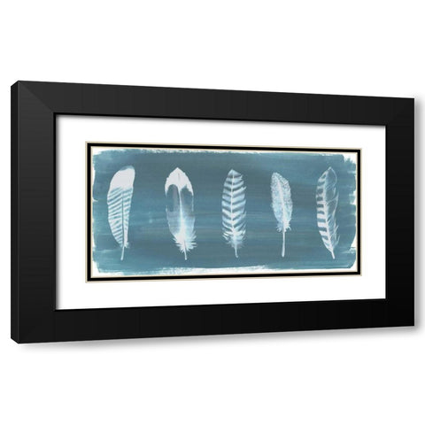 Feathers on Dusty Teal II Black Modern Wood Framed Art Print with Double Matting by Popp, Grace