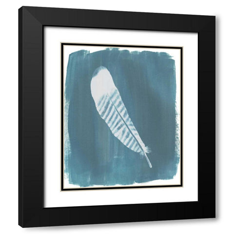 Feathers on Dusty Teal VI Black Modern Wood Framed Art Print with Double Matting by Popp, Grace