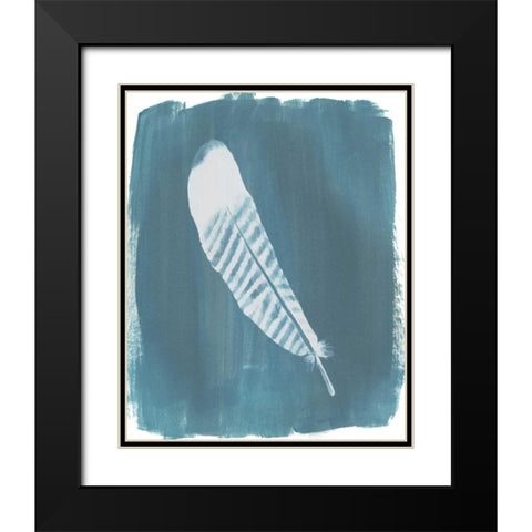 Feathers on Dusty Teal VI Black Modern Wood Framed Art Print with Double Matting by Popp, Grace