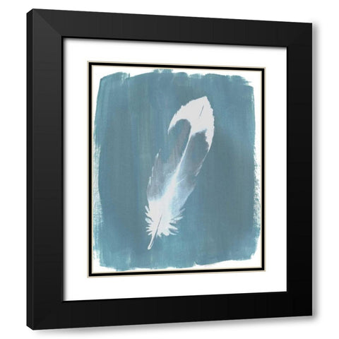 Feathers on Dusty Teal VII Black Modern Wood Framed Art Print with Double Matting by Popp, Grace
