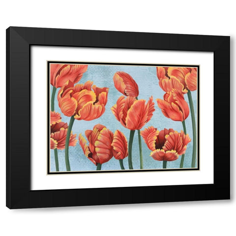 Ruby Tulips I Black Modern Wood Framed Art Print with Double Matting by Popp, Grace