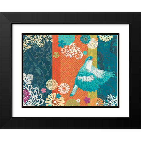 Floral Flight I Black Modern Wood Framed Art Print with Double Matting by Vess, June Erica
