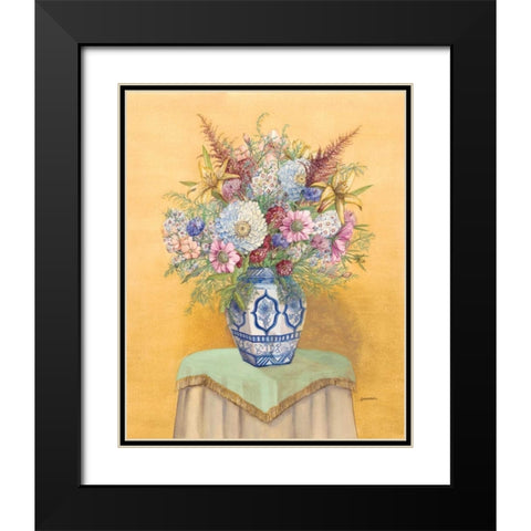 Bouquet in Asian Vase I Black Modern Wood Framed Art Print with Double Matting by Russell, Wendy