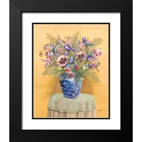 Bouquet in Asian Vase II Black Modern Wood Framed Art Print with Double Matting by Russell, Wendy