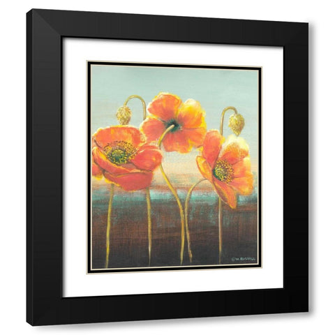 Poppy Tops II Black Modern Wood Framed Art Print with Double Matting by Russell, Wendy