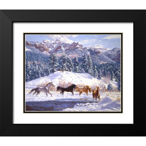 Winter Enchantment Black Modern Wood Framed Art Print with Double Matting by Goldrick, Claire