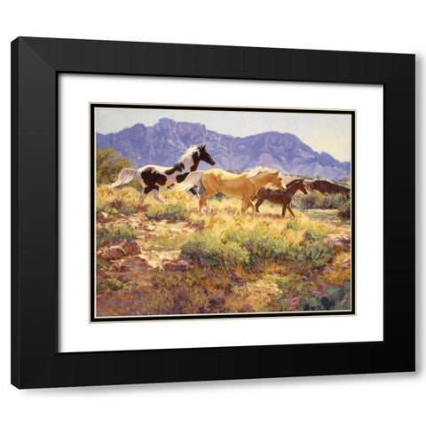 Horses at Big Wash Black Modern Wood Framed Art Print with Double Matting by Goldrick, Claire