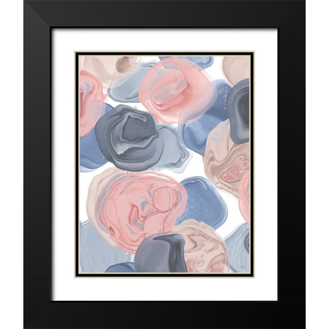 Beach Pebbles 1 Black Modern Wood Framed Art Print with Double Matting by Fab Funky