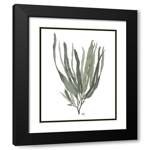 Seaweed 2 Blue Large Black Modern Wood Framed Art Print with Double Matting by Fab Funky
