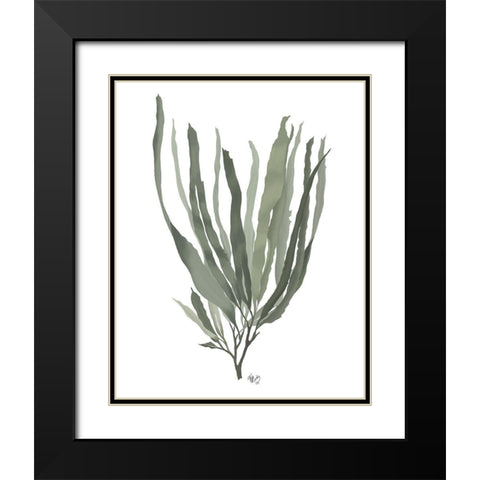 Seaweed 2 Blue Large Black Modern Wood Framed Art Print with Double Matting by Fab Funky