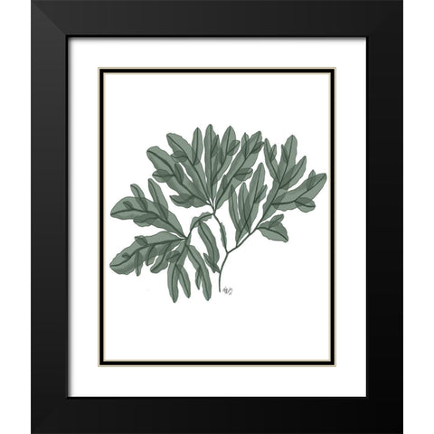 Seaweed 4 Green Black Modern Wood Framed Art Print with Double Matting by Fab Funky