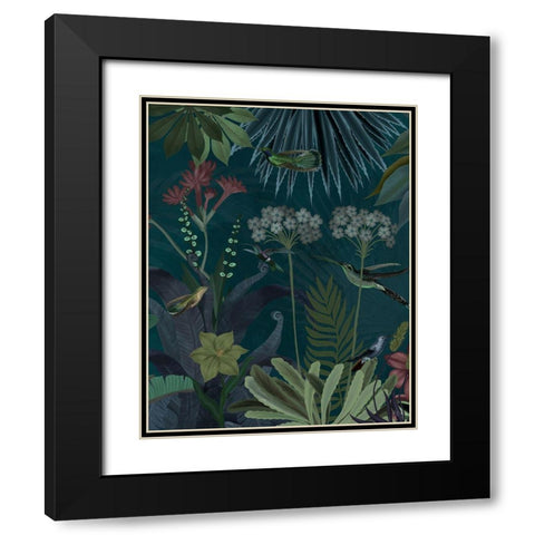 Hummingbird Garden 2 Black Modern Wood Framed Art Print with Double Matting by Fab Funky