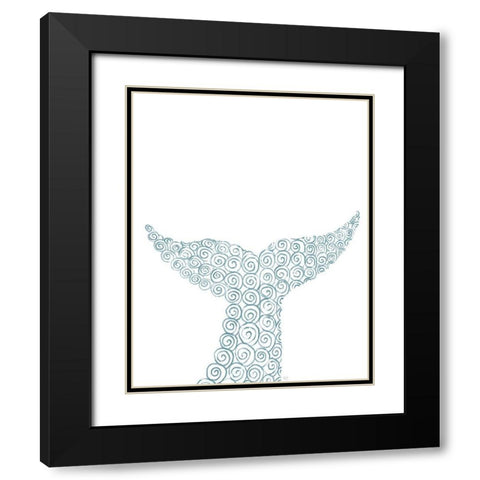 Swirly Whale Tail Black Modern Wood Framed Art Print with Double Matting by Fab Funky