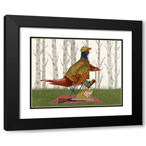 Pheasant Shooting Party 4 Black Modern Wood Framed Art Print with Double Matting by Fab Funky