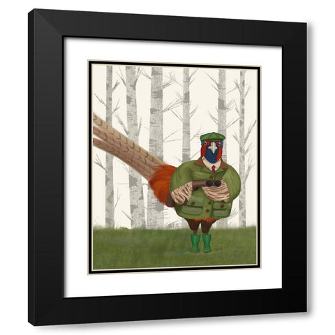 Pheasant Shooting Party 7 Black Modern Wood Framed Art Print with Double Matting by Fab Funky