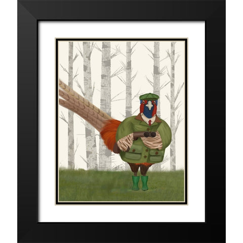 Pheasant Shooting Party 7 Black Modern Wood Framed Art Print with Double Matting by Fab Funky