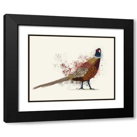 Pheasant Splash 2 Black Modern Wood Framed Art Print with Double Matting by Fab Funky